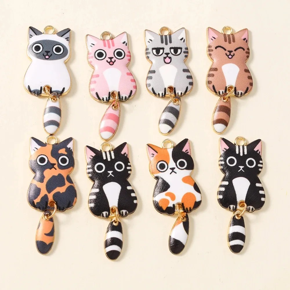 10Pcs 16×39mm Cute Cartoon Cat - Resin Craft Supplies ulasan dan harga
