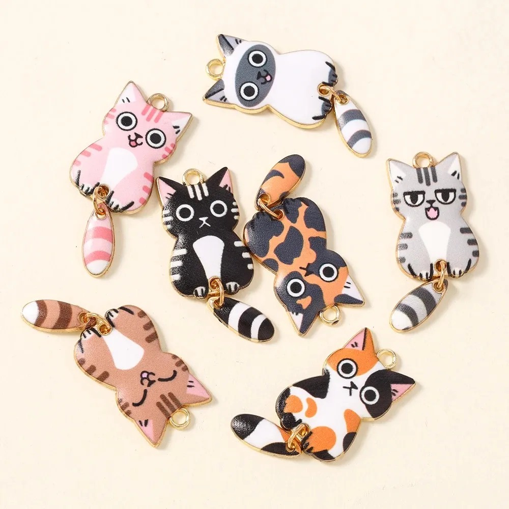 10Pcs 16×39mm Cute Cartoon Cat - Resin Craft Supplies ulasan dan harga