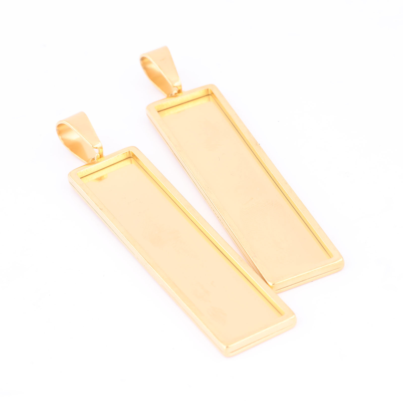 5pcs Stainless Steel Gold Plat - Bezels Set Pendant ulasan dan harga