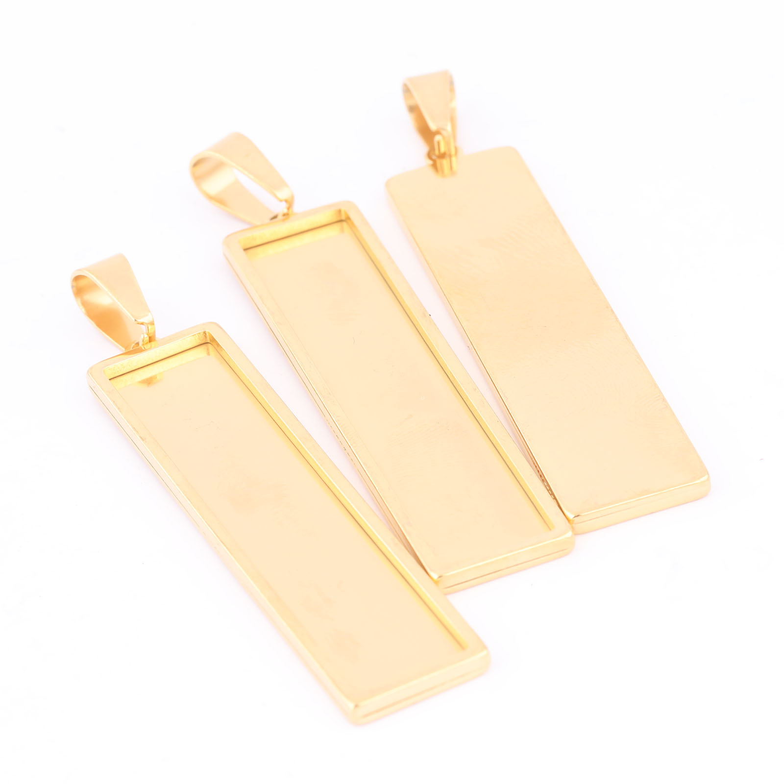 5pcs Stainless Steel Gold Plat - Bezels Set Pendant ulasan dan harga