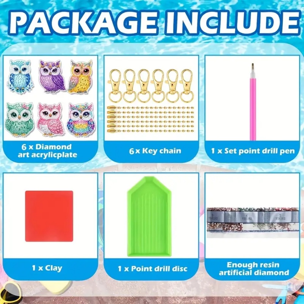6-piece/set DIY Diamond Keycha - Resin Craft Kit ulasan dan harga