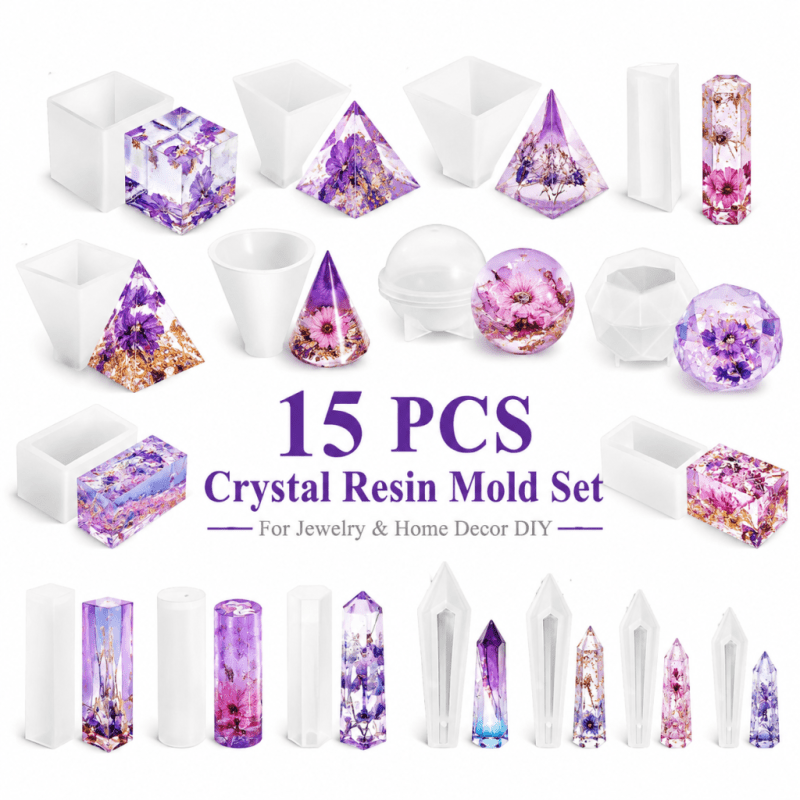 15pcs Crystal Resin Silicone M - Resin Jewelry Kit ulasan dan harga
