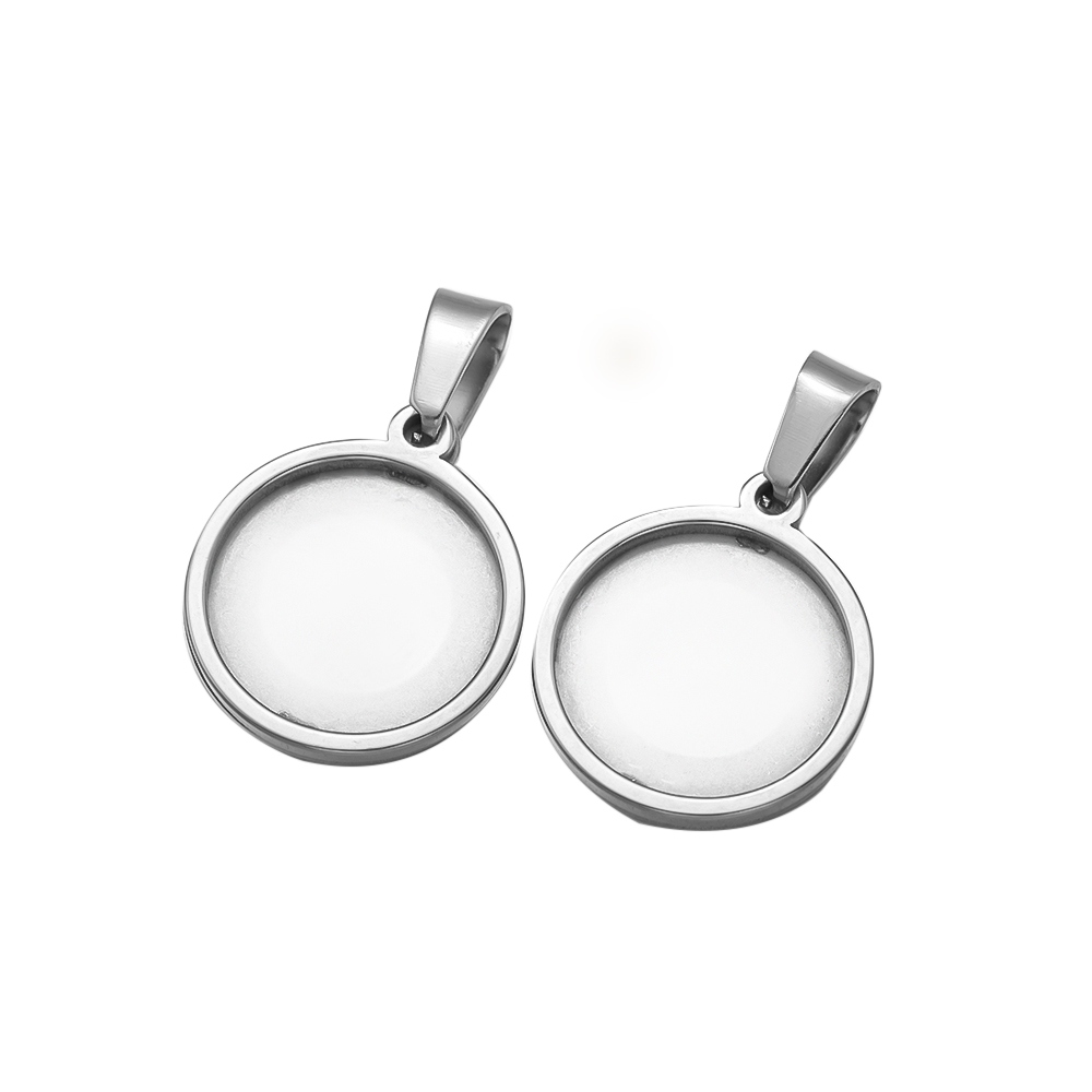 5Pcs/Lot Stainless Steel Round - Bezels Set Pendant ulasan dan harga
