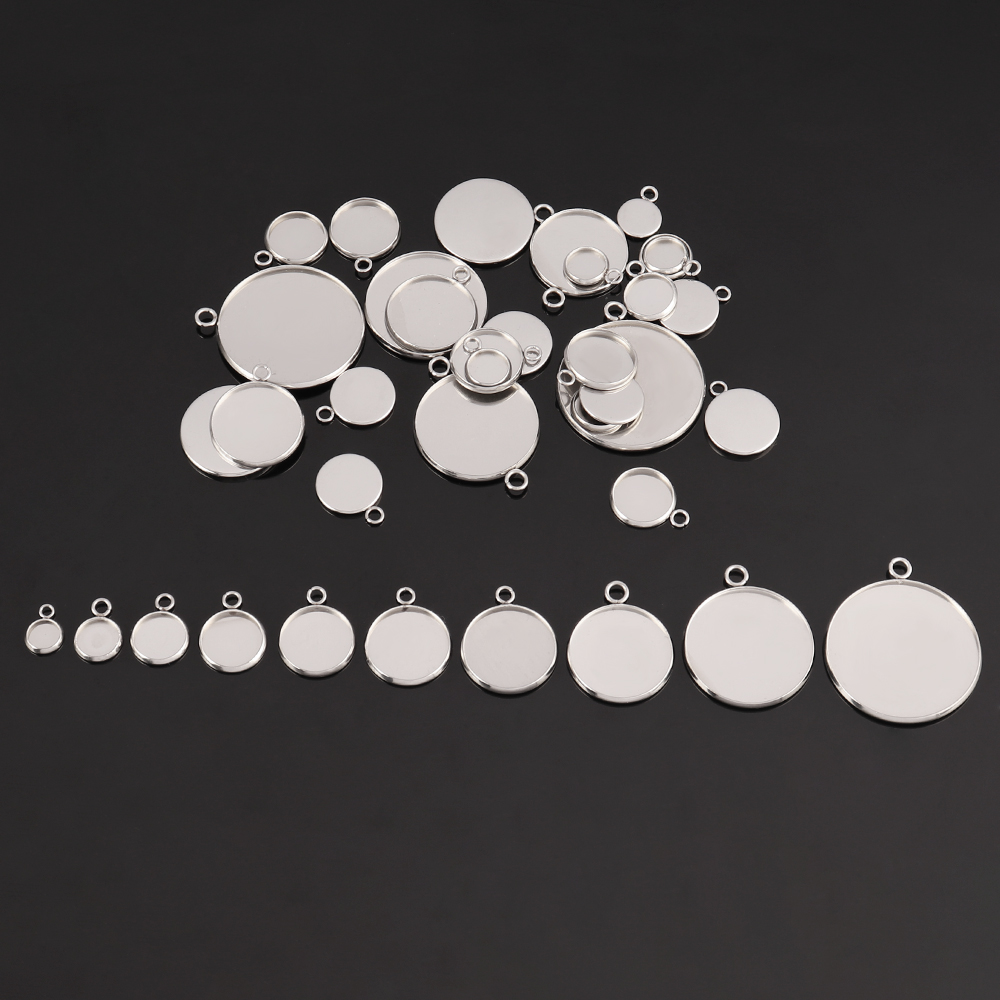 10Pcs Stainless Steel Cabochon - Bezels Set Pendant ulasan dan harga