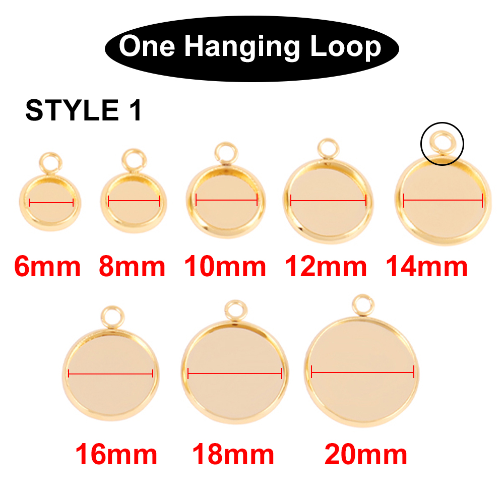 10Pcs Stainless Steel Cabochon - Bezels Set Pendant ulasan dan harga