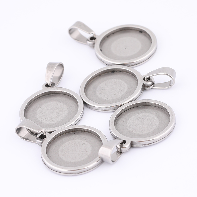 10pcs 15mm Round Cabochon Base - Bezels Set Pendant ulasan dan harga